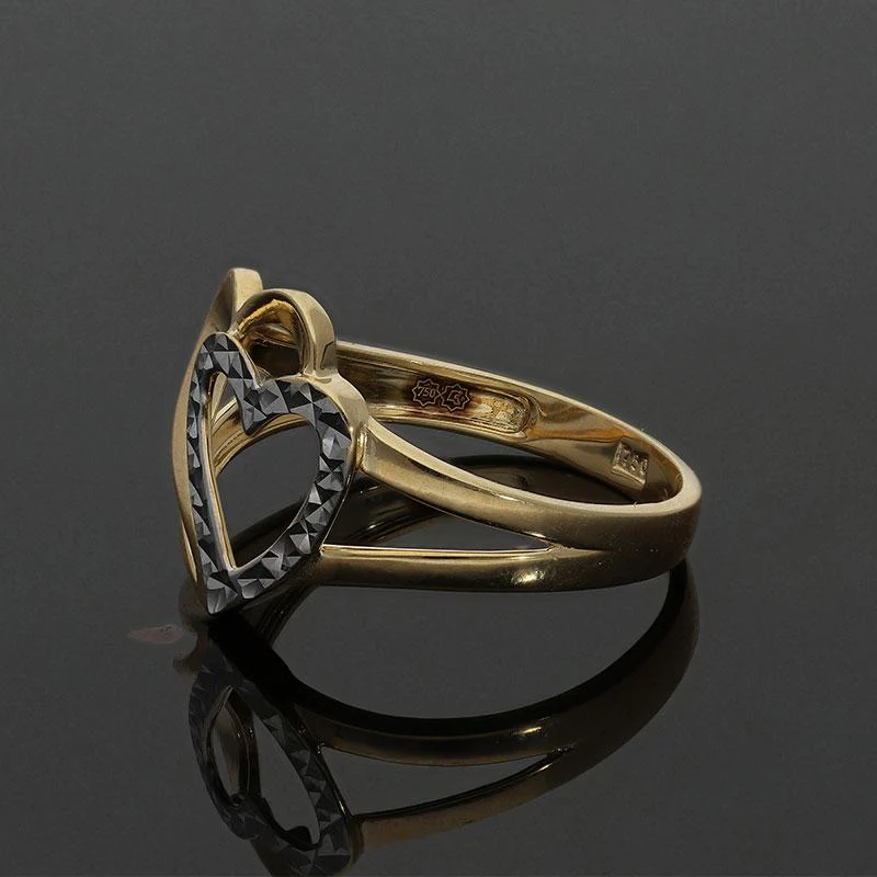 Gold Twin Hearts Ring in 18KT - FKJRN18K2171 - Image 4