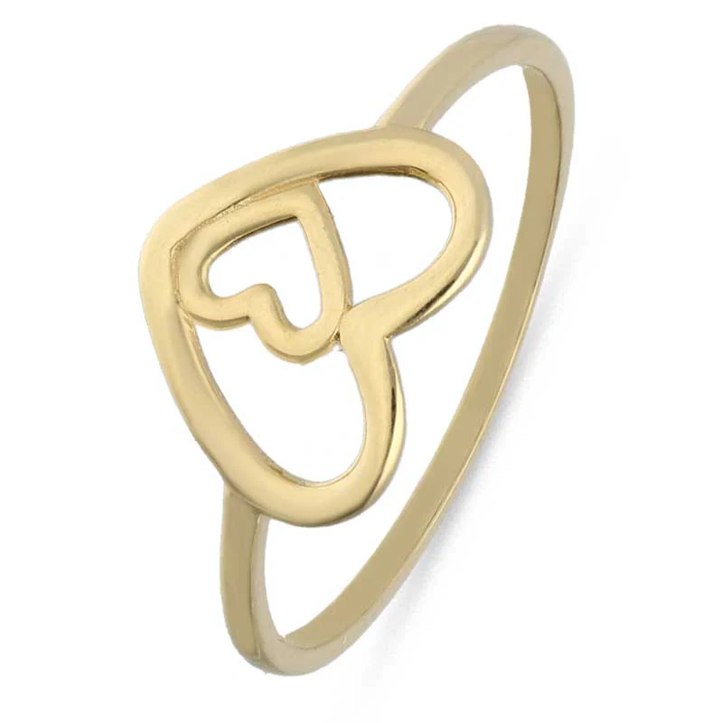 Gold Twin Hearts Shaped Ring 18KT - FKJRN18KU2019 - Image 2