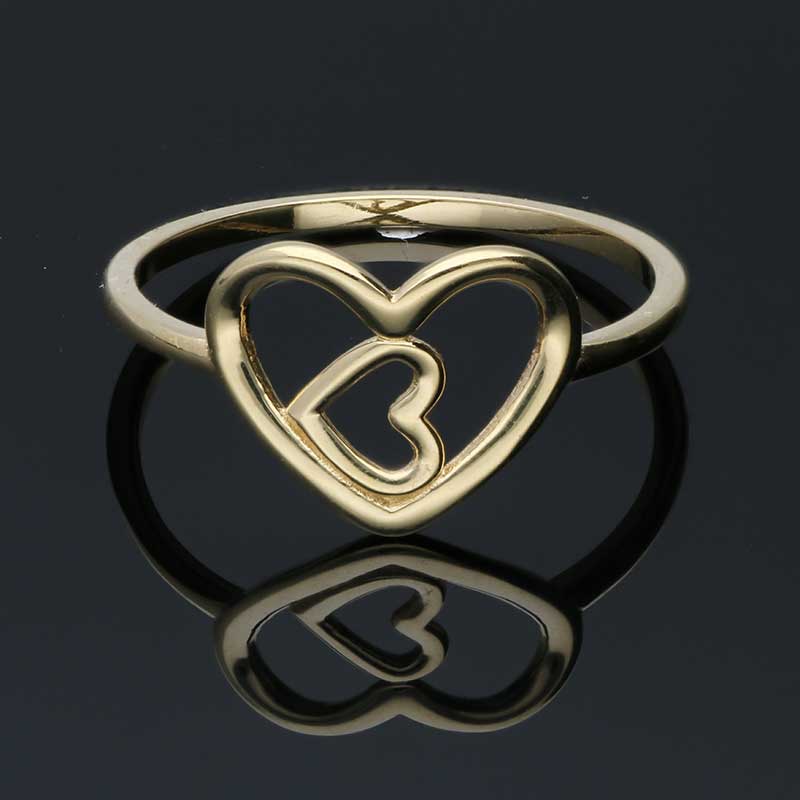 Gold Twin Hearts Shaped Ring 18KT - FKJRN18KU2019 - Image 7