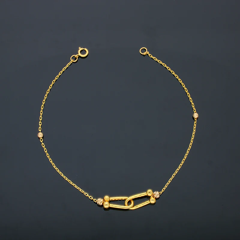 Gold U-Shaped Buckle Bracelet 21KT - FKJBRL21KU6048 - Image 3