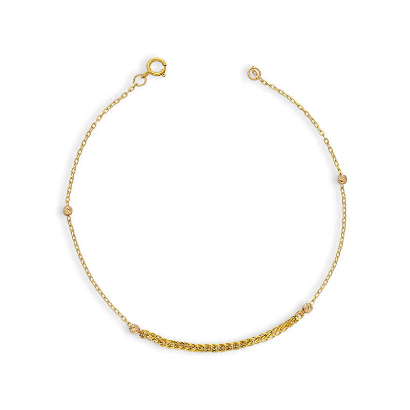 Gold Wheat Bracelet 21KT - FKJBRL21KU6047