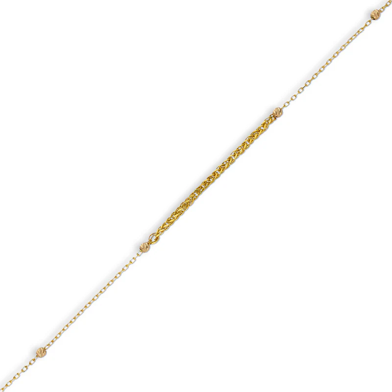 Gold Wheat Bracelet 21KT - FKJBRL21KU6047 - Image 2