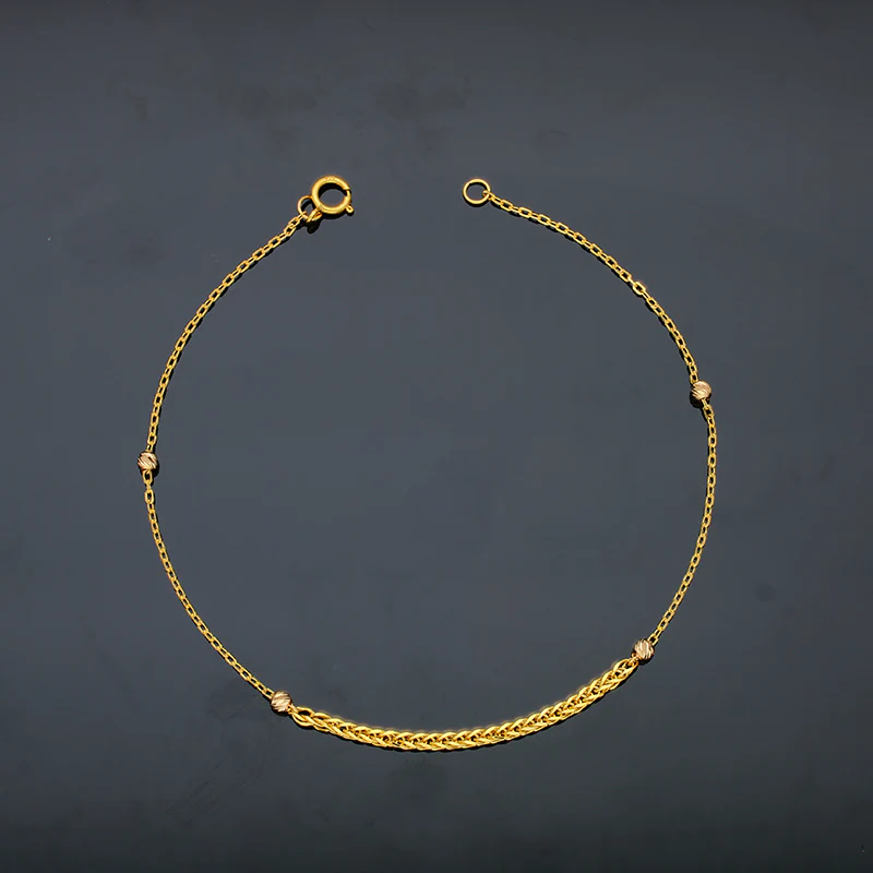 Gold Wheat Bracelet 21KT - FKJBRL21KU6047 - Image 3