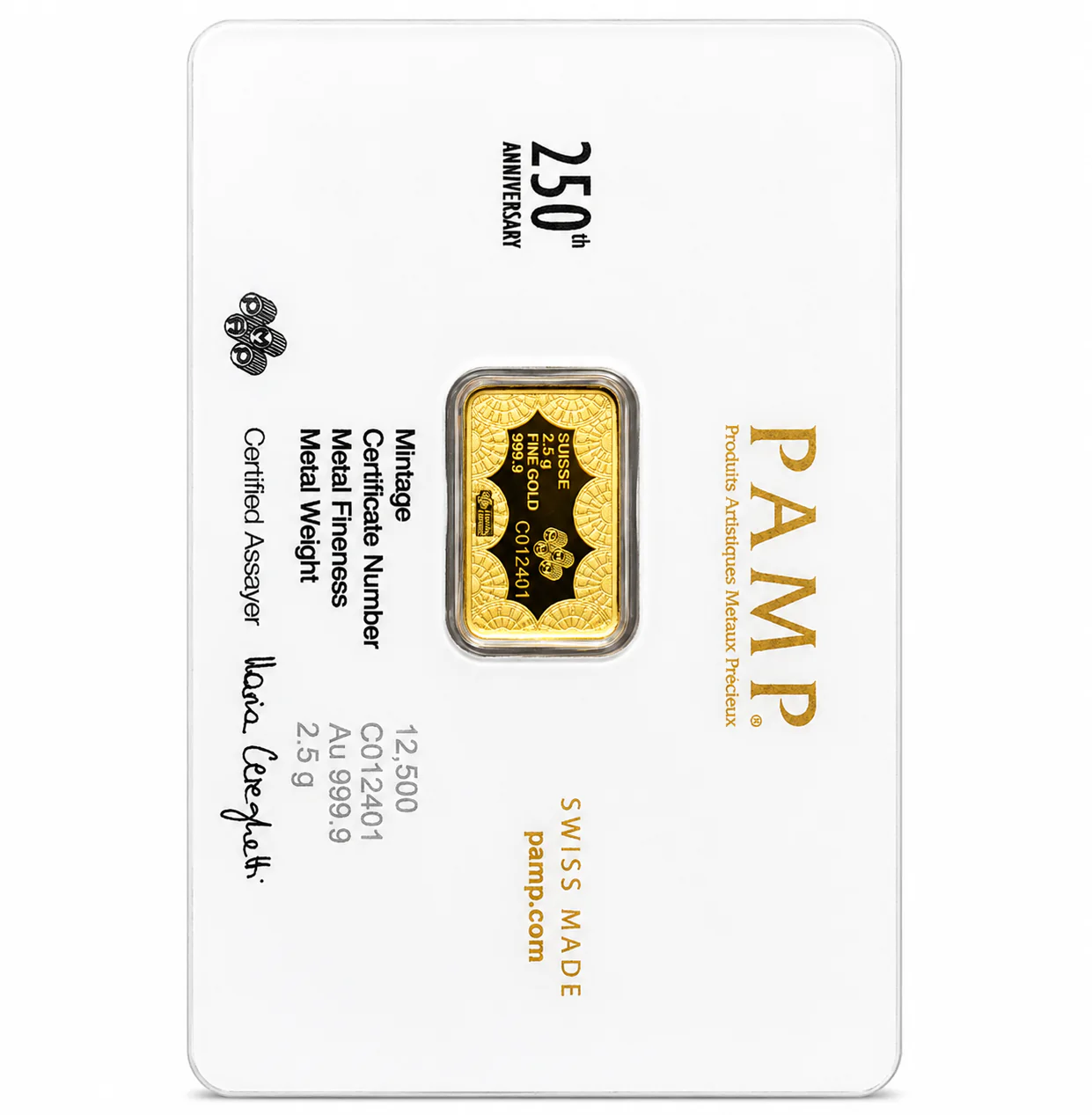 PAMP Suisse 250th Anniversary of the United States 2.5 Gram Gold Bar 24KT - FKJGBR24K6964 - Image 2