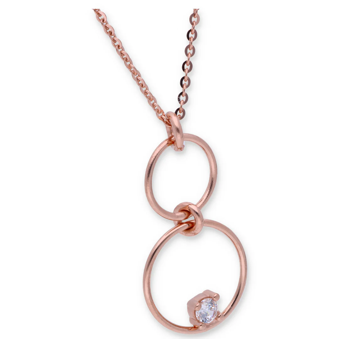 Rose Gold Necklace (Triple Ring Pendant) 18KT - FKJNKL18KU6329 - Image 2