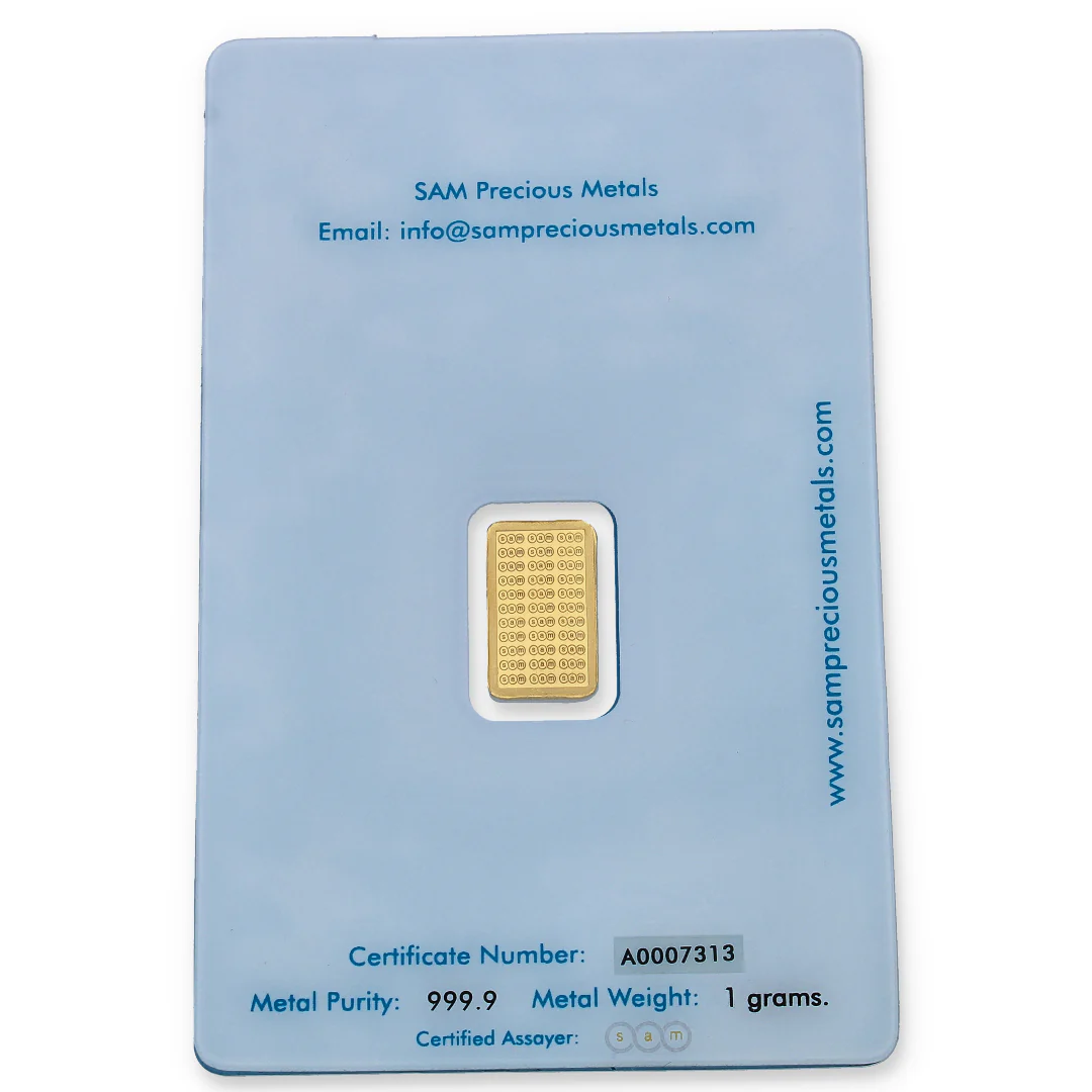 SAM 1 Gram Gold Bar 999.9 Purity - FKJGBR24K2309 - Image 2