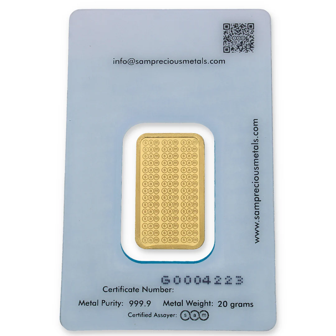 SAM 20 Grams Gold Bar 999.9 Purity - FKJGBR24K2313 - Image 2