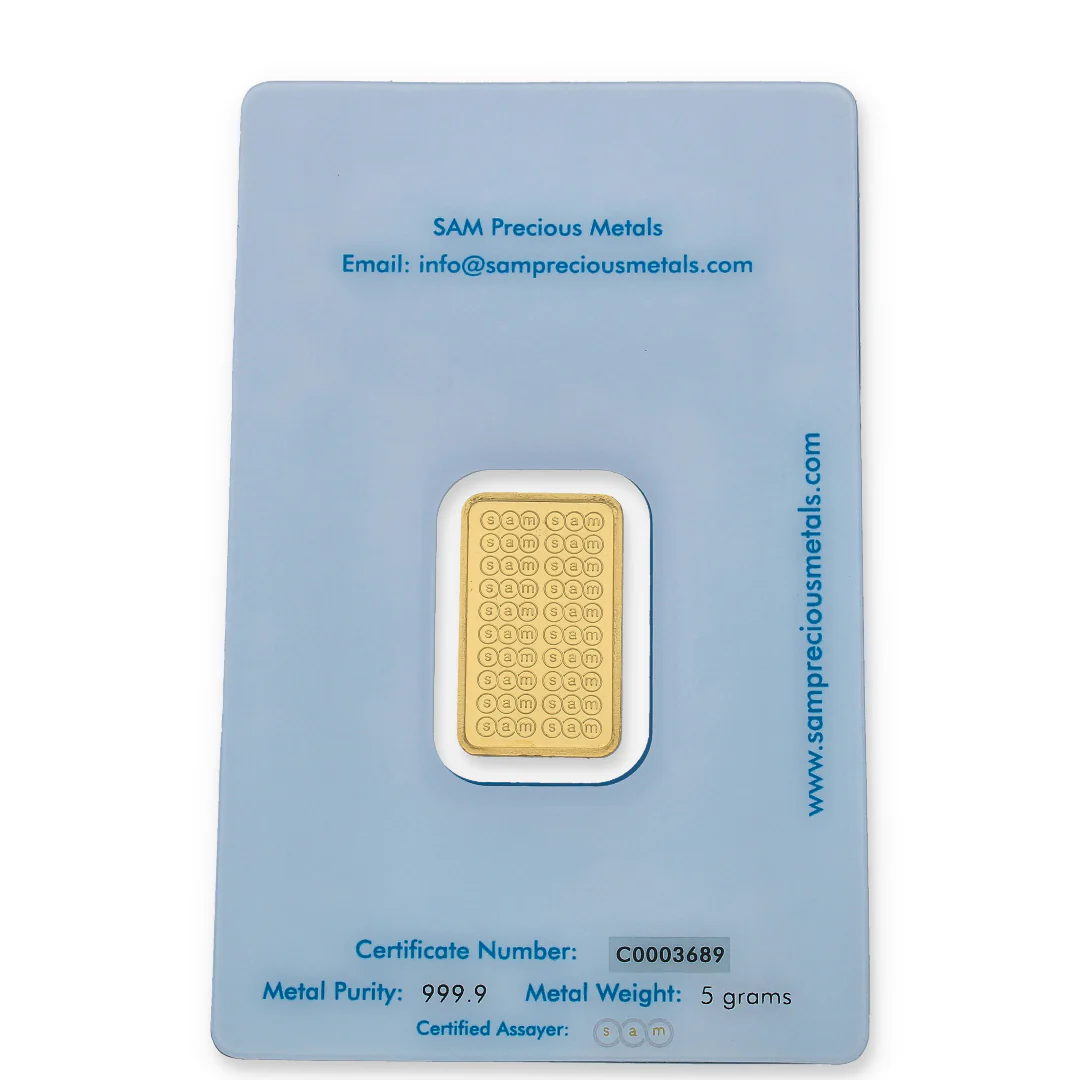 SAM 5 Grams Gold Bar 999.9 Purity - FKJGBR24K2311 - Image 4