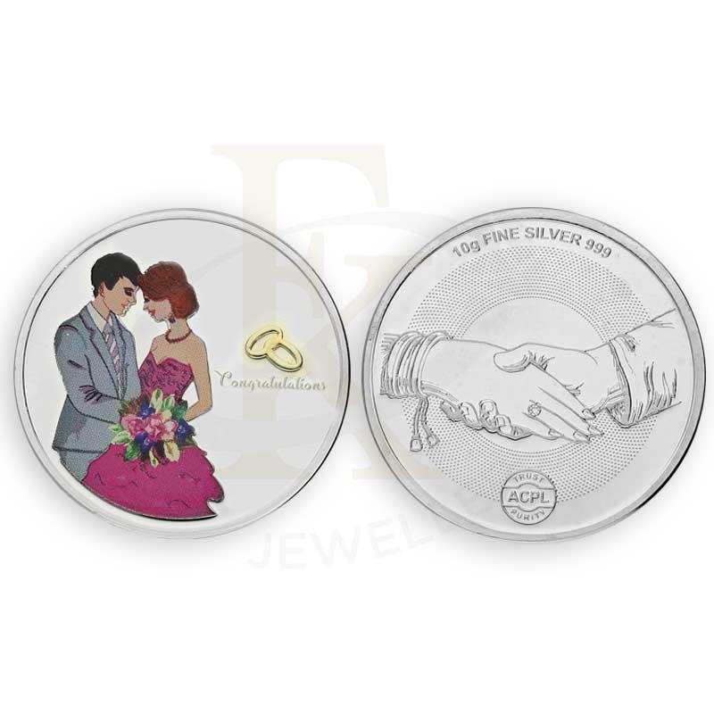 Silver 10 Grams Congratulations Coin for Couple in Fine 999 Silver - FKJCONSL3113