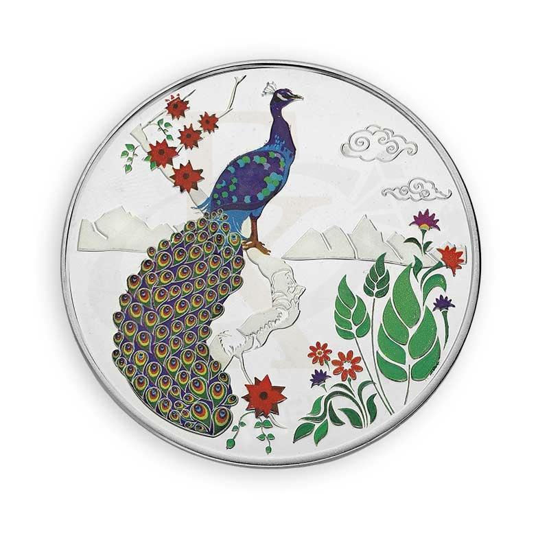 Silver 10 Grams Peacock and Flower Coin in Fine 999 Silver - FKJCONSL3117 - Image 2