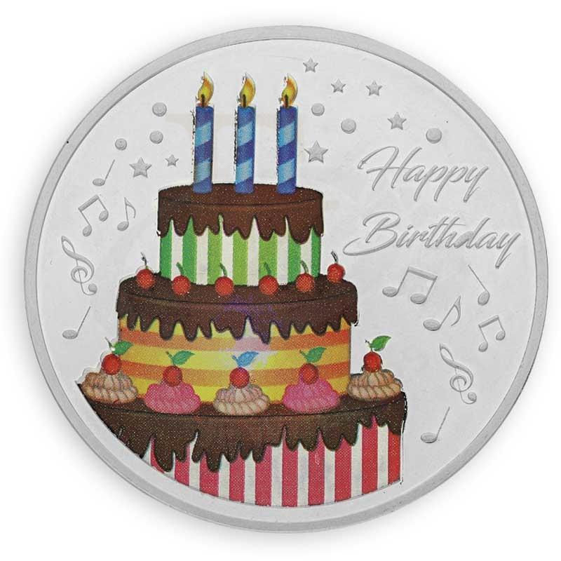 Silver 50 Grams Birthday Cake Coin in Fine 999 Silver - FKJCONSL3105 - Image 2