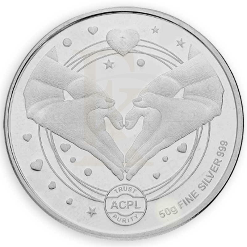 Silver 50 Grams Congratulations Coin for Couple in Fine 999 Silver - FKJCONSL3114 - Image 3