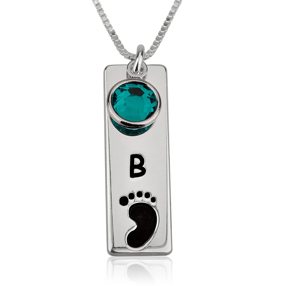 Gold & Silver Personalized Vertical Bar Footprint Necklace - FKJNKLU6217 - Image 3