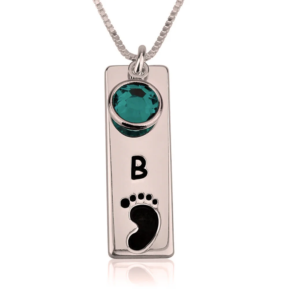 Gold & Silver Personalized Vertical Bar Footprint Necklace - FKJNKLU6217 - Image 4