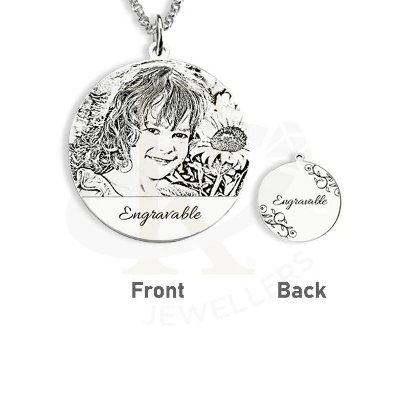 Silver 925 Round Shaped Photo Engraved Necklace - FKJNKLSL2609