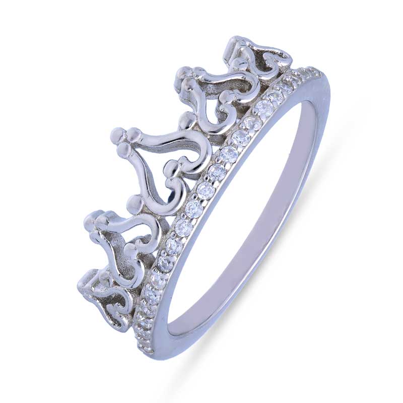 Sterling Silver 925 Crown Shaped Ring - FKJRNSLU2070