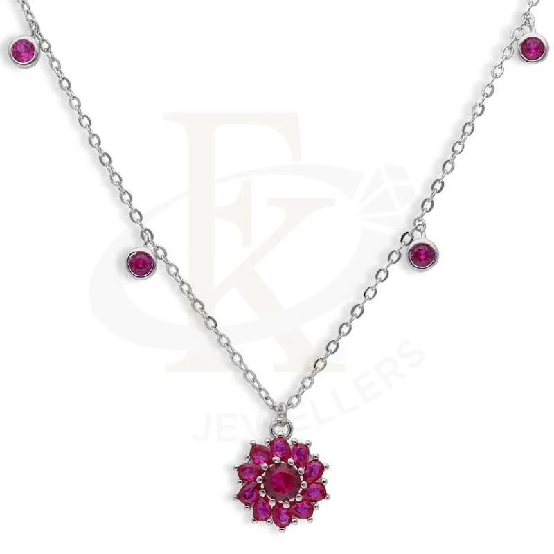 Sterling Silver 925 Flower Shaped Necklace - FKJNKLSL2956