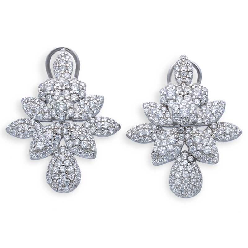 Sterling Silver 925 Flower Stud Earrings - FKJERNSLU3106