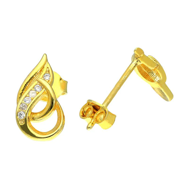 Sterling Silver 925 Gold Plated Stud Earrings - FKJERNSL2526