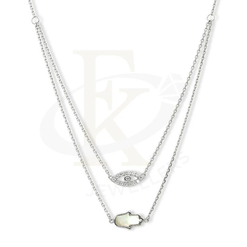 Sterling Silver 925 Hamsa Hand with Evil Eye Necklace - FKJNKL1948