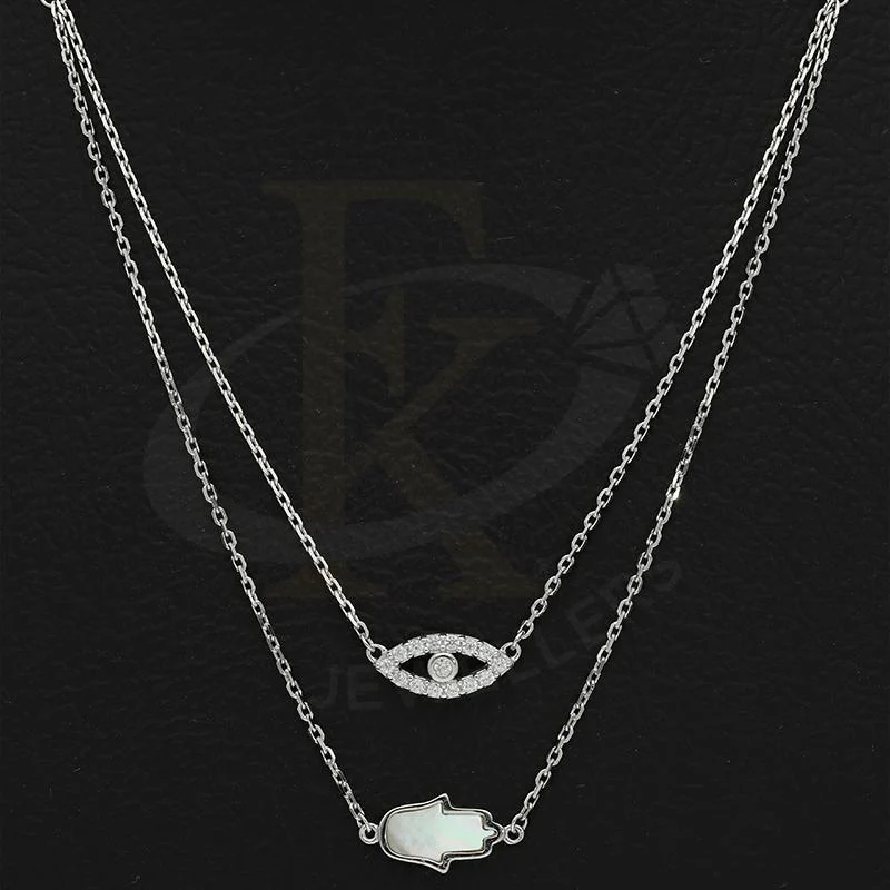 Sterling Silver 925 Hamsa Hand with Evil Eye Necklace - FKJNKL1948 - Image 3