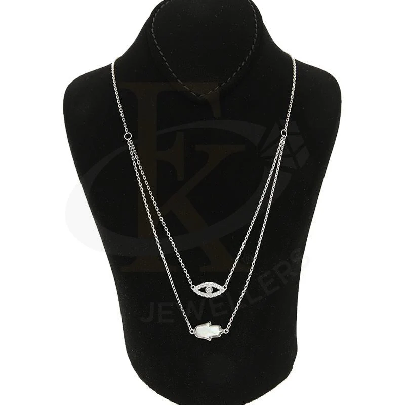 Sterling Silver 925 Hamsa Hand with Evil Eye Necklace - FKJNKL1948 - Image 4