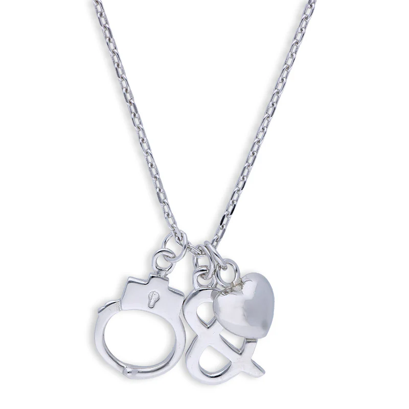 Sterling Silver 925 Hand Cuff & Heart Necklace - FKJNKLSLU6088