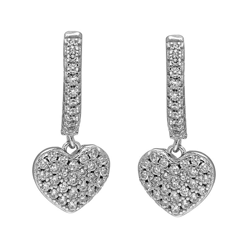 Sterling Silver 925 Heart Drop Earrings - FKJERNSL2479