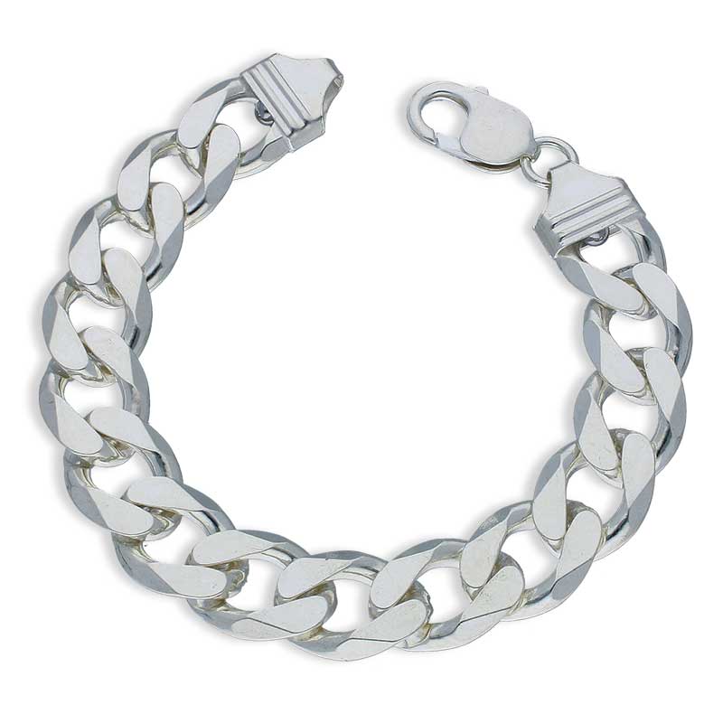 Sterling Silver 925 Men's Curb Bracelet - FKJBRLSLU1041