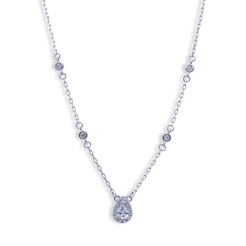 Sterling Silver 925 Pear Shaped Necklace - FKJNKLSLU1110