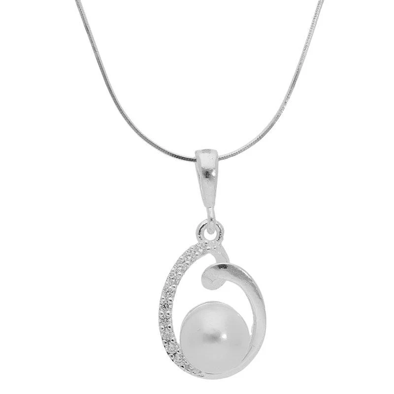 Sterling Silver 925 Pearl Pendant Set (Necklace, Earrings and Ring) - FKJNKLST2016 - Image 2