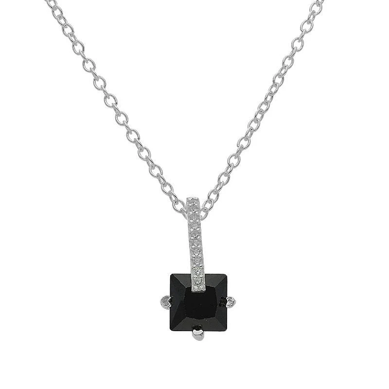 Sterling Silver 925 Princess Cut Shaped Pendant Set (Necklace, Earrings and Ring) - FKJNKLST2035 - Image 2