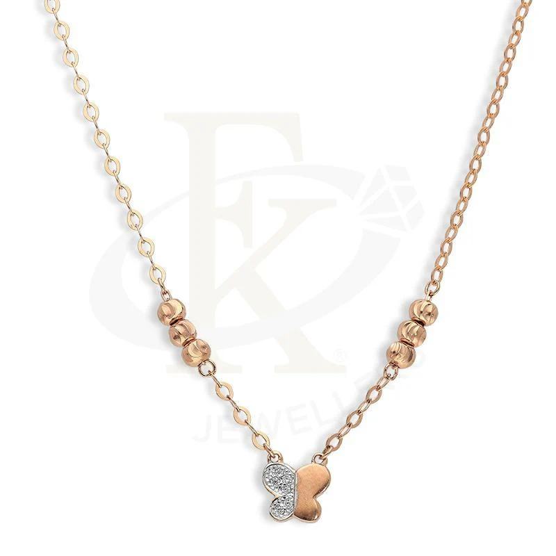 Sterling Silver 925 Rose Gold Plated Butterfly Necklace - FKJNKLSL2593