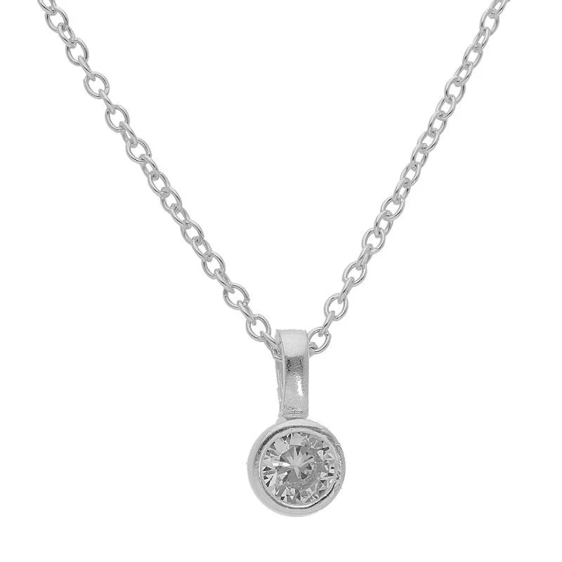 Sterling Silver 925 Round Solitaire Pendant Set (Necklace, Earrings and Ring) - FKJNKLST1989 - Image 2