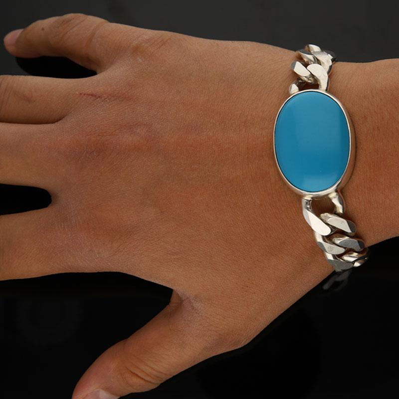 Sterling Silver 925 Salman Khan Firoza Bracelet - FKJBRL1985 - Image 3