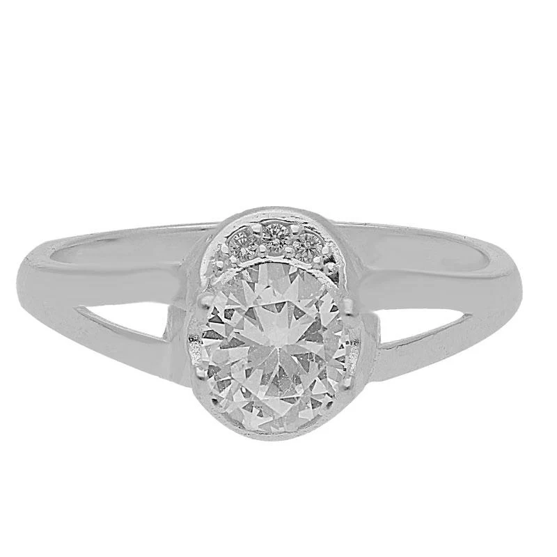 Sterling Silver 925 Solitaire Pendant Set (Necklace, Earrings and Ring) - FKJNKLST2030 - Image 5