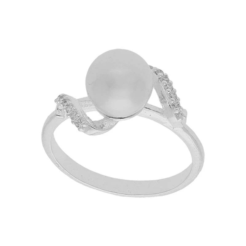 Sterling Silver 925 Spiral Shape Pearl Pendant Set (Necklace, Earrings and Ring) - FKJNKLST2018 - Image 5