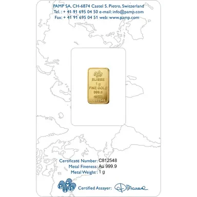 Suisse Pamp Rosa 24K (999.9) 1g Gold Bar - FKJGBR24K2718 - Image 2