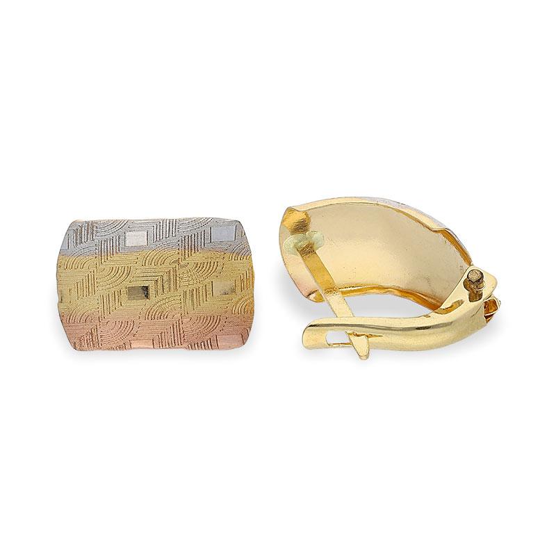 Tri-Gold Clip Earrings 18KT - FKJERN18K1806 - Image 10