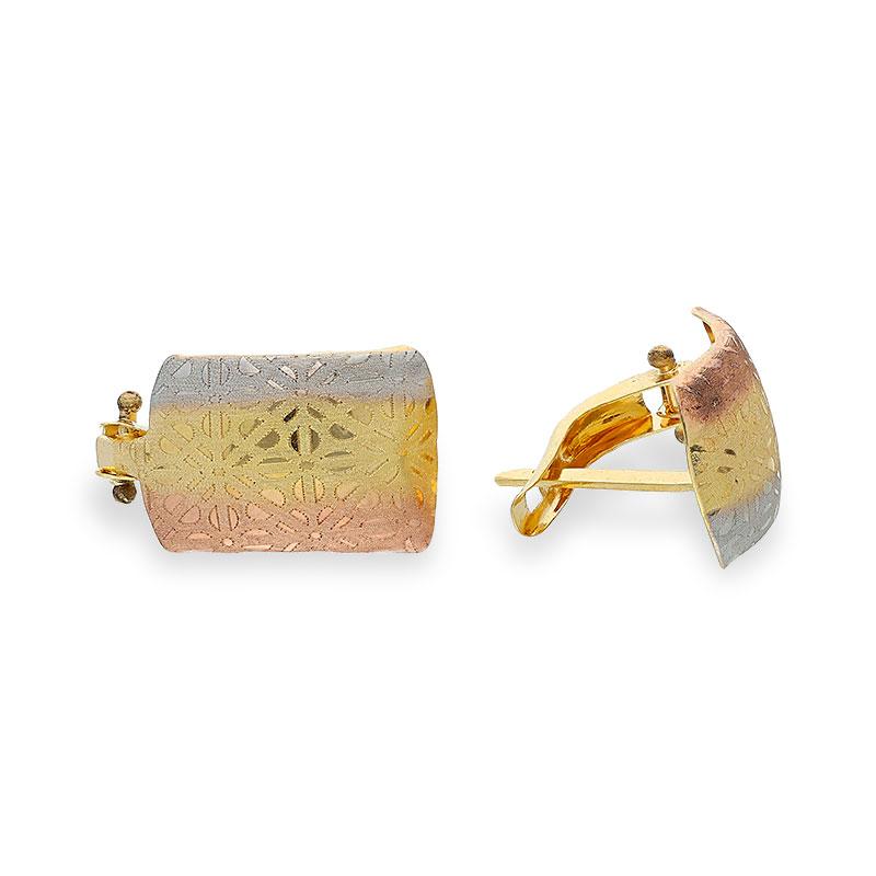 Tri-Gold Clip Earrings 18KT - FKJERN18K1806 - Image 4