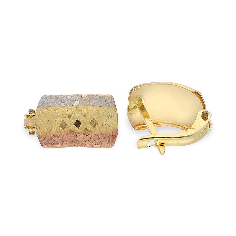 Tri-Gold Clip Earrings 18KT - FKJERN18K1806 - Image 9