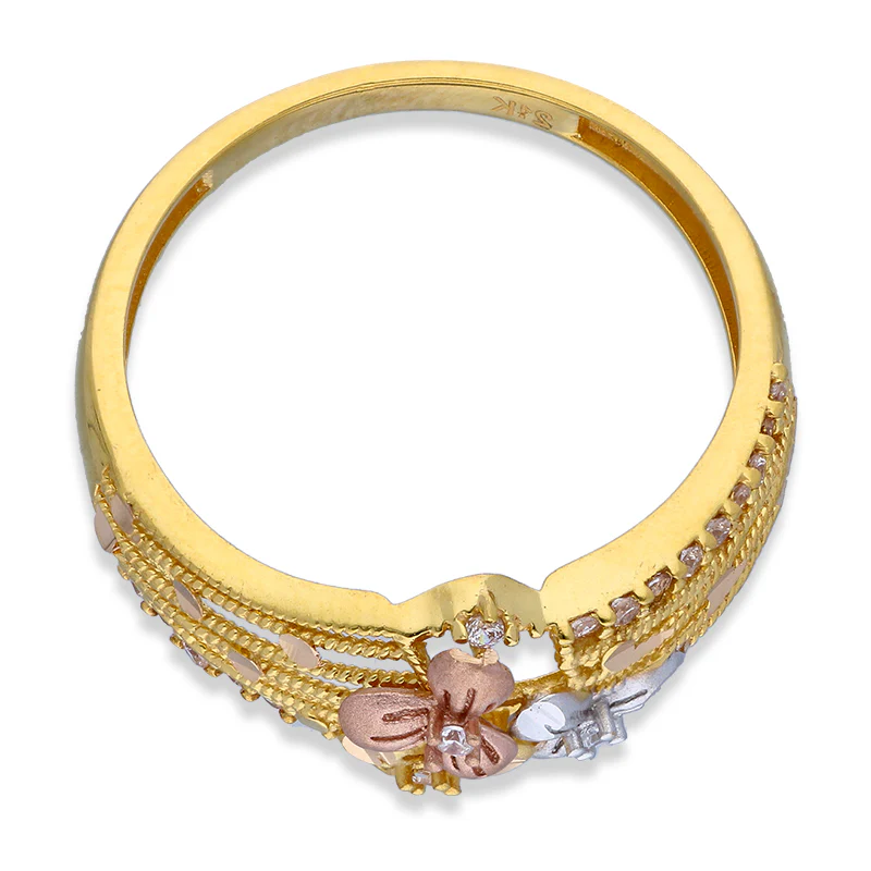 Tri Tone Gold Flower Ring 21KT - FKJRN21KU2110 - Image 5