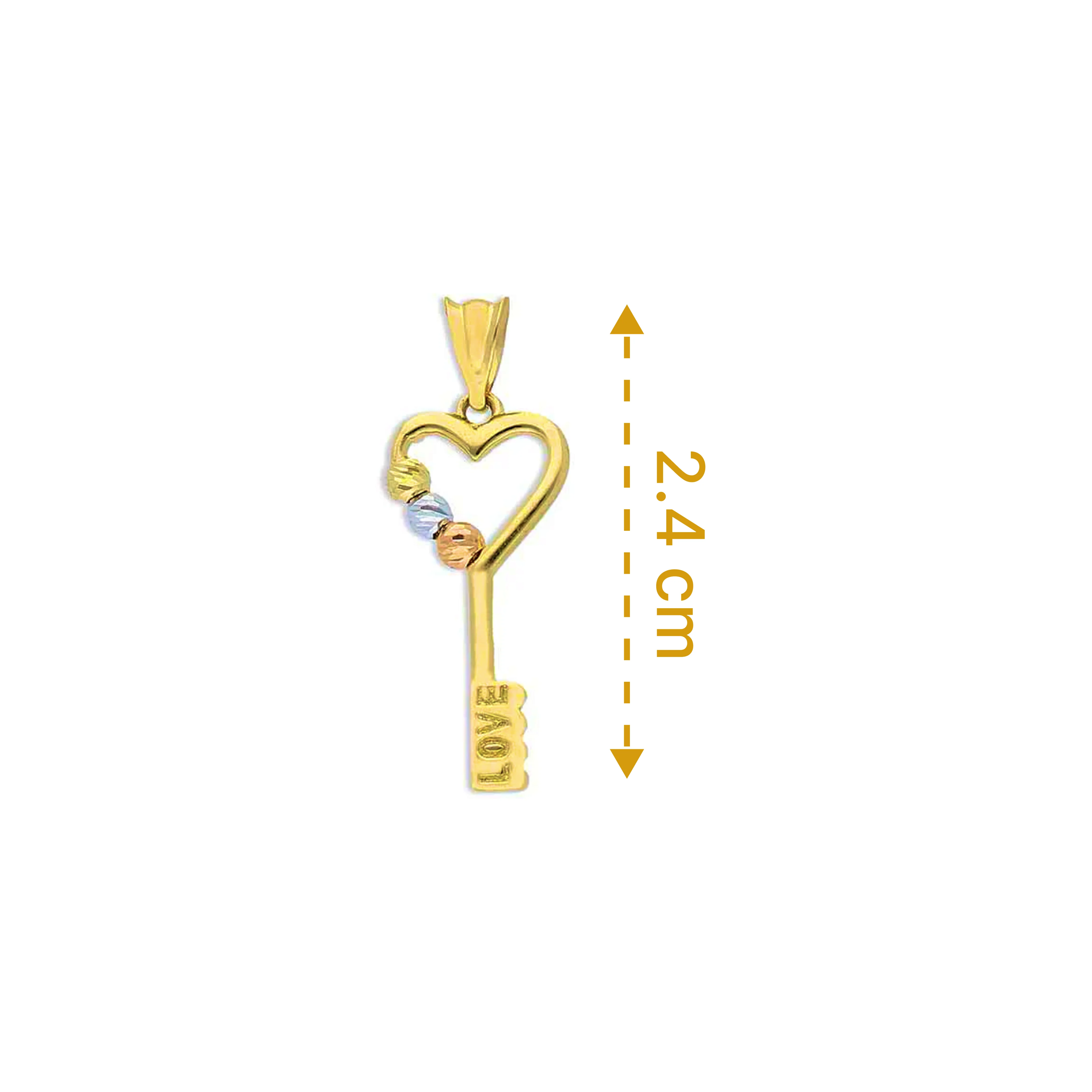 Tri Tone Gold Key Pendant 18KT - FKJPND18KU1137 - Image 2