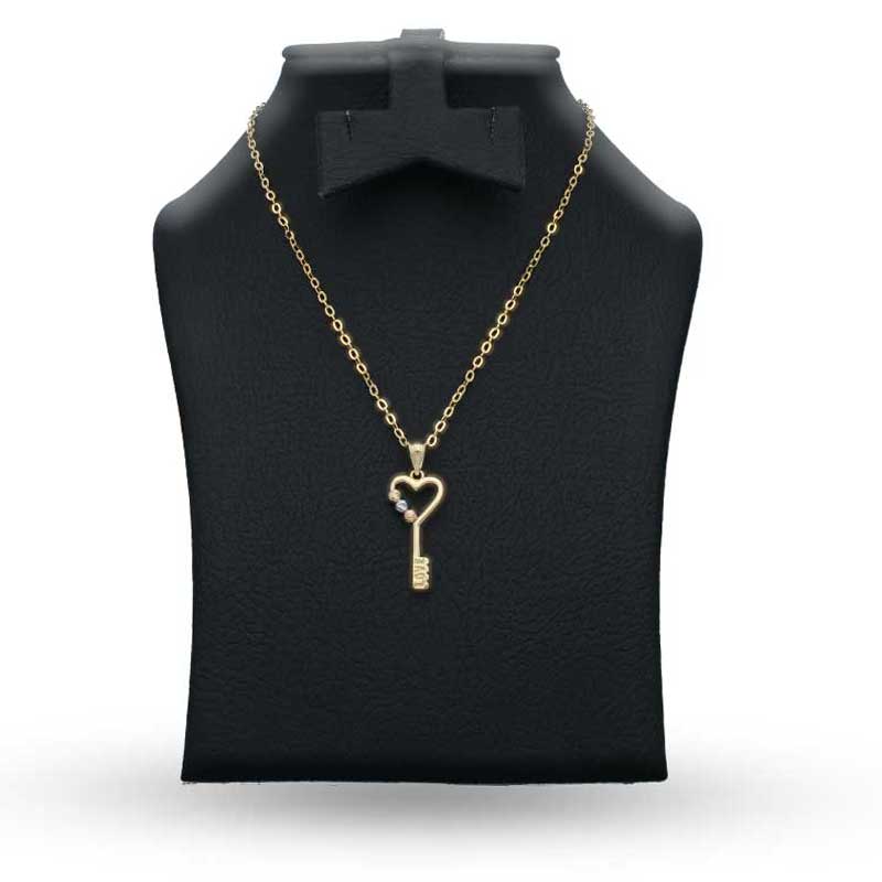 Tri Tone Gold Necklace (Chain with Key Pendant) 18KT - FKJNKL18KU1137 - Image 3
