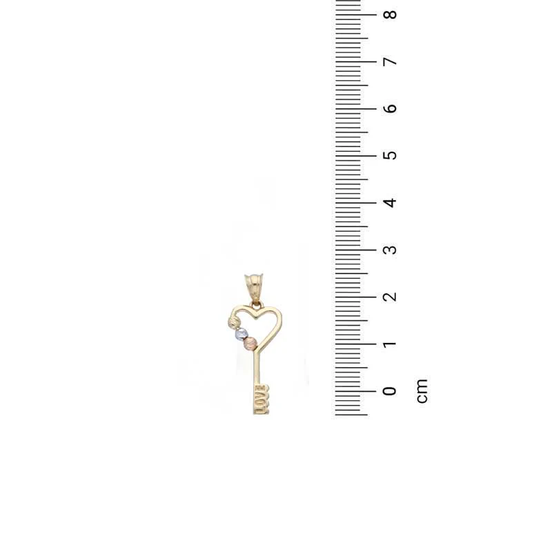Tri Tone Gold Necklace (Chain with Key Pendant) 18KT - FKJNKL18KU1137 - Image 4