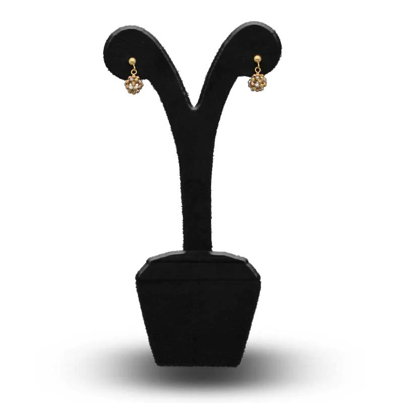 Trio Tone Gold Balls Shaped Drop Earrings 18KT - FKJERN18KU3100 - Image 3