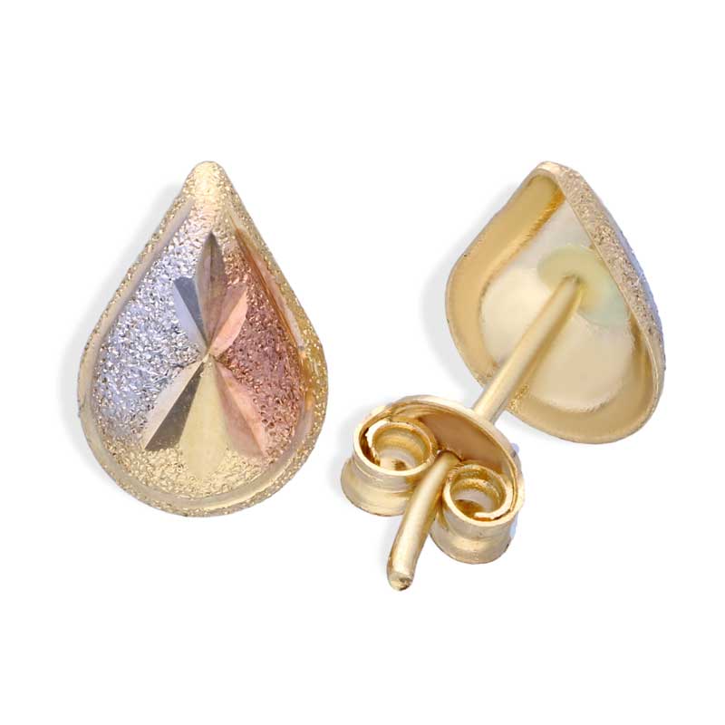 Trio Tone Gold Pear Shaped Pendant Set (Necklace and Earrings) 18KT - FKJNKLST18KU2015 - Image 4