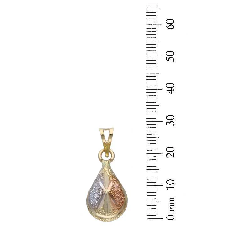Trio Tone Gold Pear Shaped Pendant Set (Necklace and Earrings) 18KT - FKJNKLST18KU2015 - Image 5