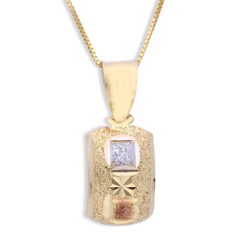 Trio Tone Gold Pendant Set (Necklace and Earrings) 18KT - FKJNKLST18KU2012 - Image 2