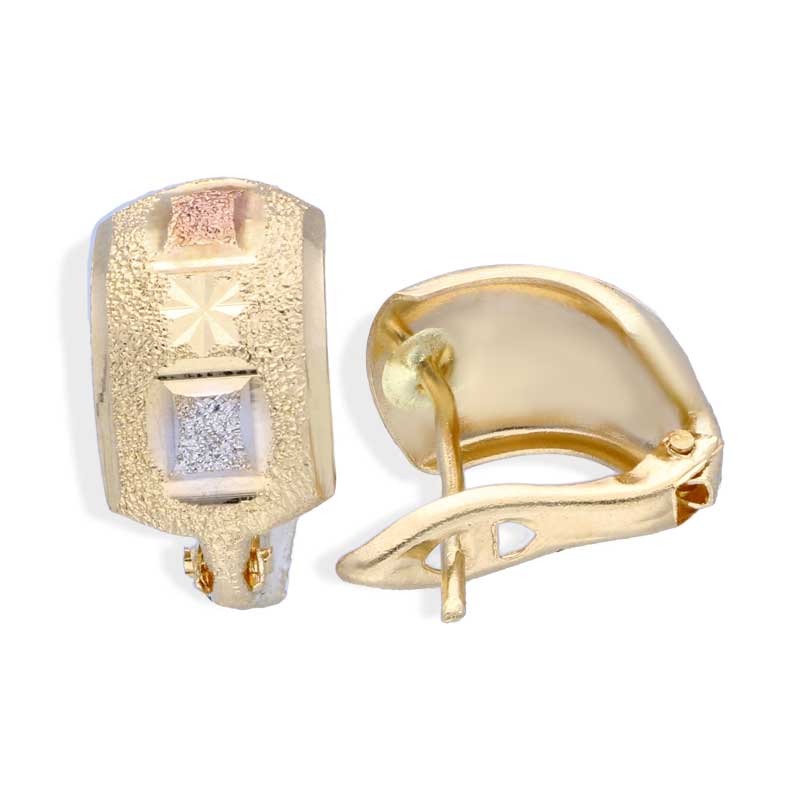 Trio Tone Gold Pendant Set (Necklace and Earrings) 18KT - FKJNKLST18KU2012 - Image 4